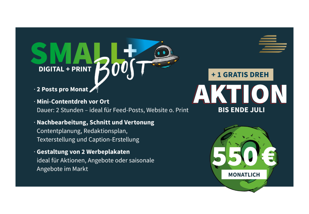 Small Digital und Print Boost Paket für Social Media Marketing, Printdesign und Markenpräsenz